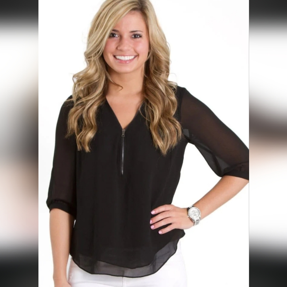 Elegant Sheer Black Women's Blouse By Naked Zebra